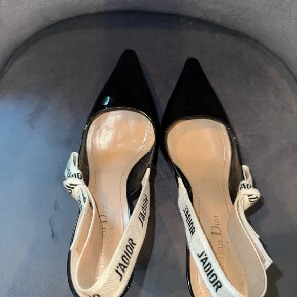 Dior J'Adior Black Slingback Heels Size 37 - Picture 5 of 8